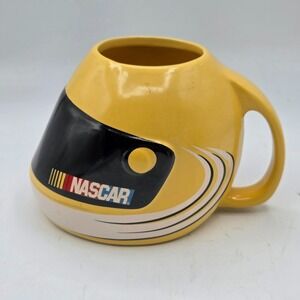 NASCAR Yellow Helmet Ceramic Mug Coffee Tea Cup Stock Race Car Racing